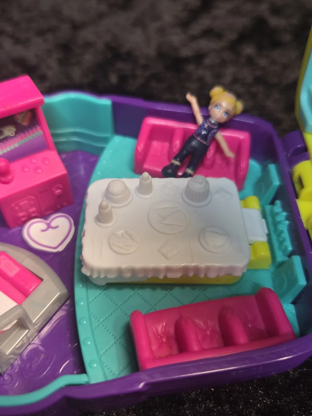Pocket Playset Compact Dollhouse - Purple, Yellow, Teal & Pink With 1 Doll